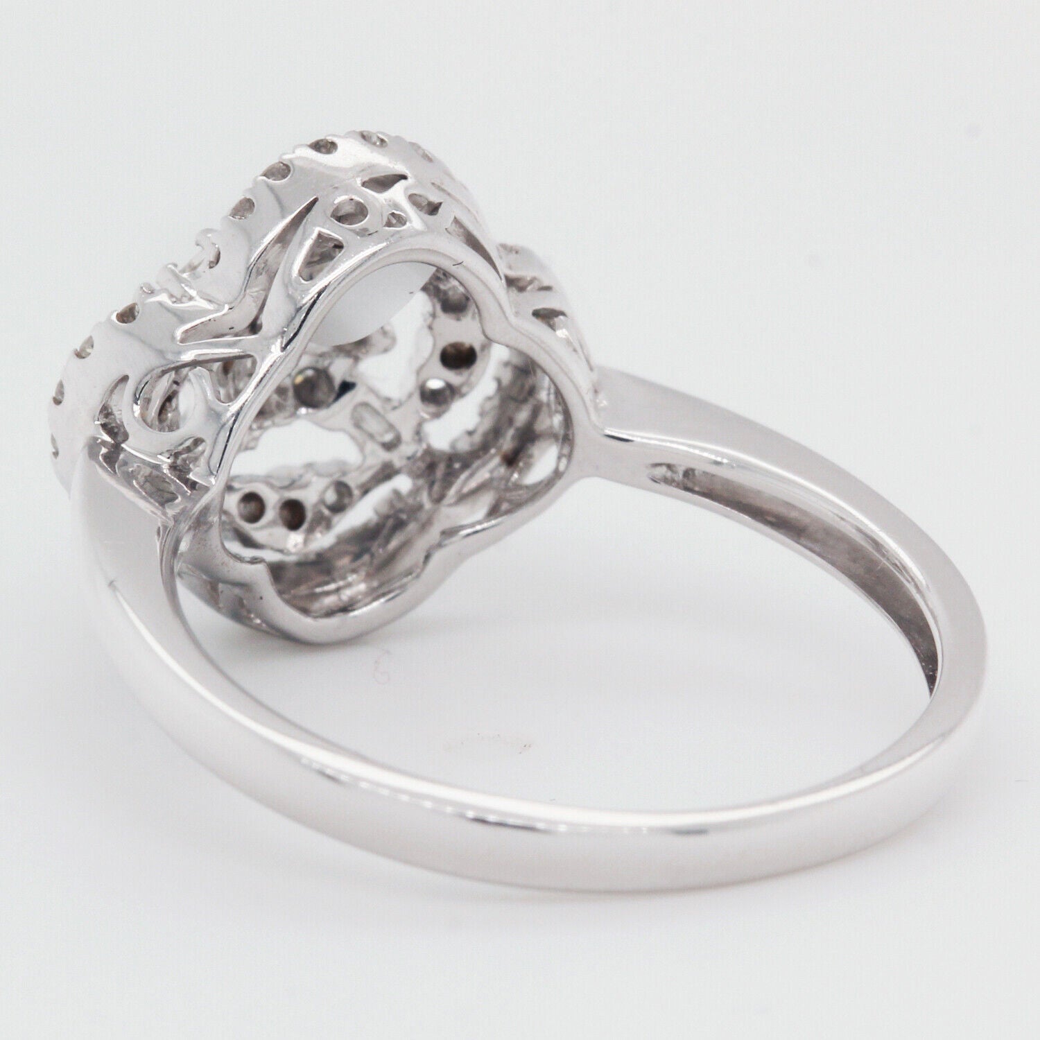 Round Diamonds and Baguettes Rose Ring 0.37 TCW 18k White Gold